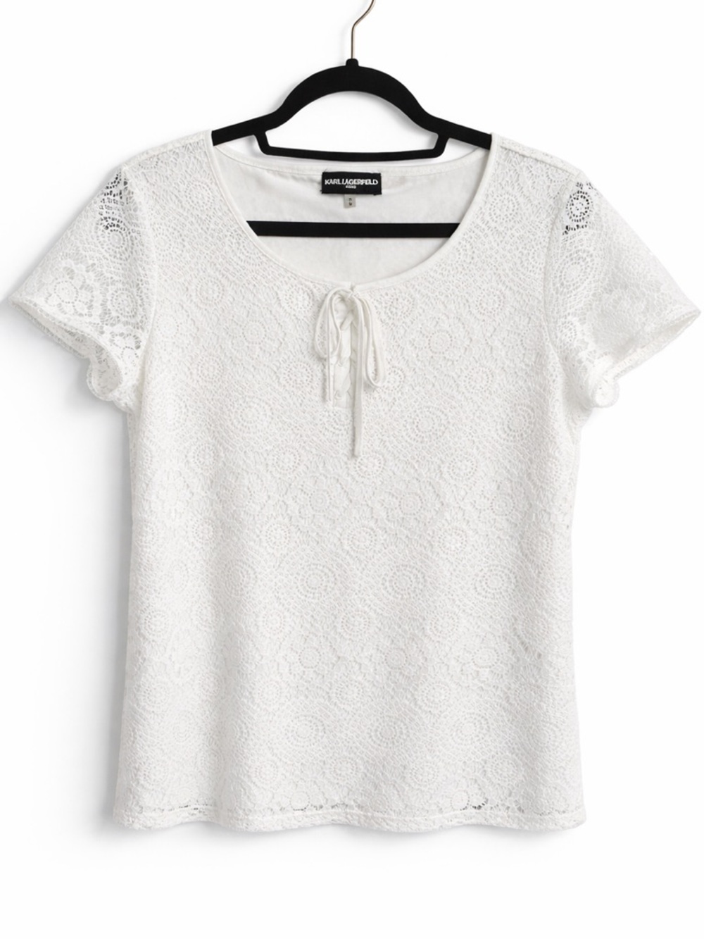 Karl Lagerfeld White Lace Blouse M